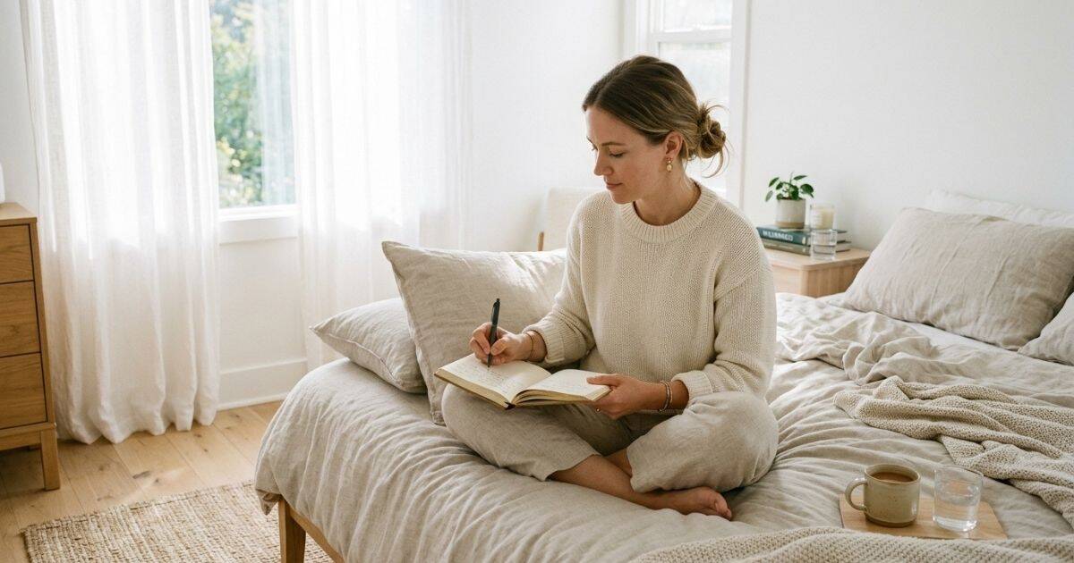 Frau schreibt ihre Kernwerte auf – persönliche Werte finden in 2 Minuten